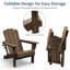 Ensemble de 2 chaises Adirondack pliables en polyéthylène haute densité pour l'extérieur avec porte-gobelets-1808449525
