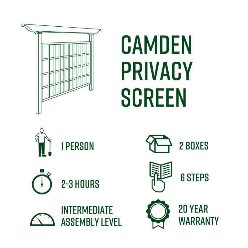 Camden 80" x 90" White Vinyl Privacy Screen Trellis