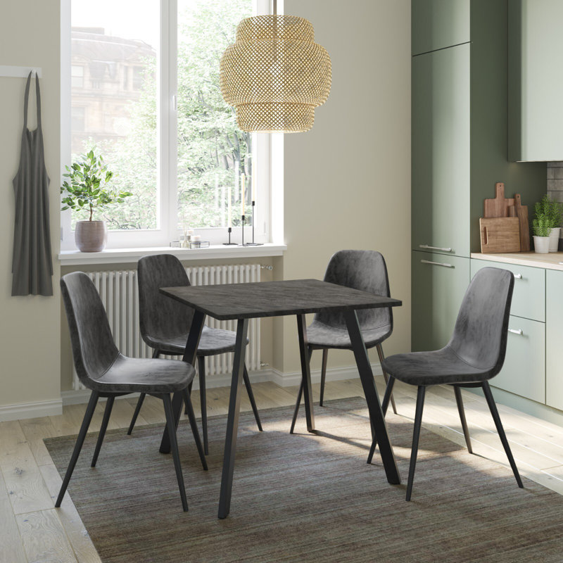 4 - Person Dining Set, Slate Grey, Black