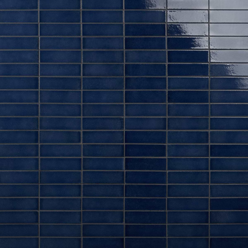 Color One 2x8 Glossy Lava Stone Tile, Jean Blue