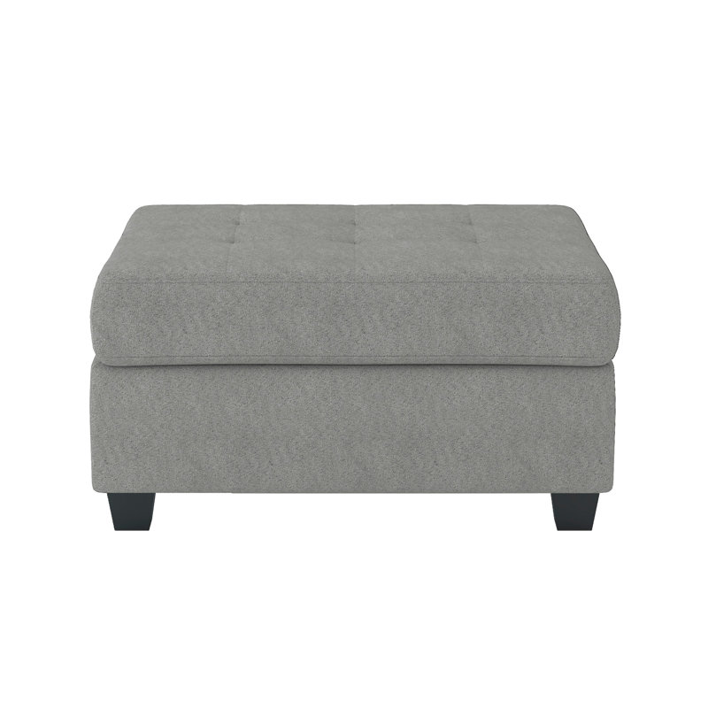 Repose-pieds de rangement en microfibre 33 po Lenita, Gris clair