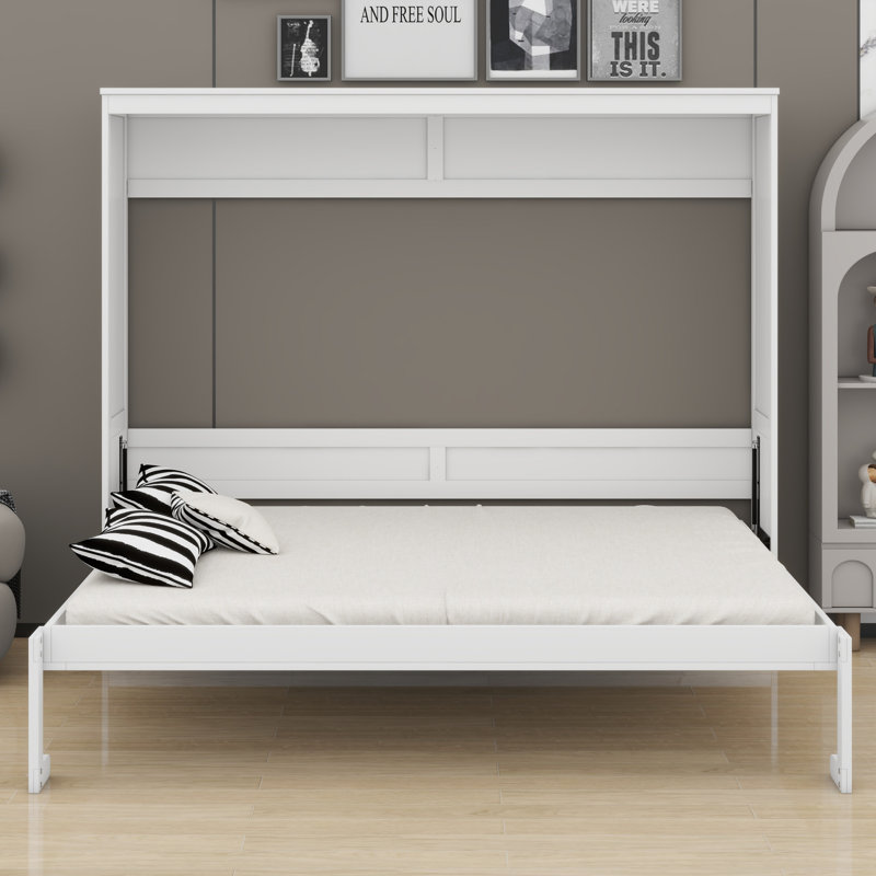 Lit escamotable avec mécanisme escamotable Murphy, Blanc, Grand lit