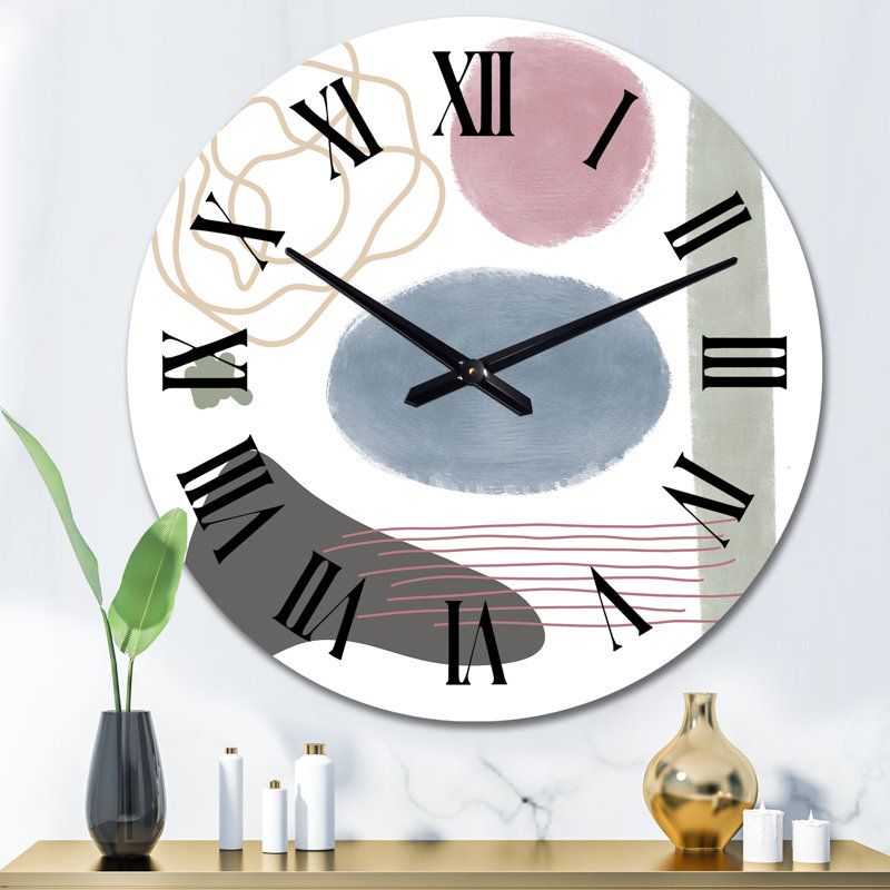 Affiche géométrique avec pastel et formes géométriques - Horloge murale moderne, Moyen