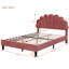 Tête de lit tapissier en velours beige avec base de lit double confortable et sans sommier-2092735882-2092735884