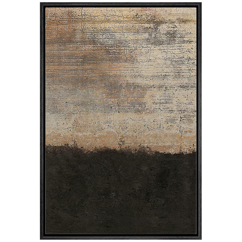 Grunge Abstract Paint Stroke Effect Grunge Dark Brown Rust Blocks Abstract Illustration Rustic Pictures Framed Canvas Print Wall Art