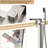 Freestanding Bathtub Faucet With 360 Rotatable Waterfall Spout And Hand Shower, Dual Control, Brushed Nickel Brass Filler, Detachable Handheld, Finish On-125033925