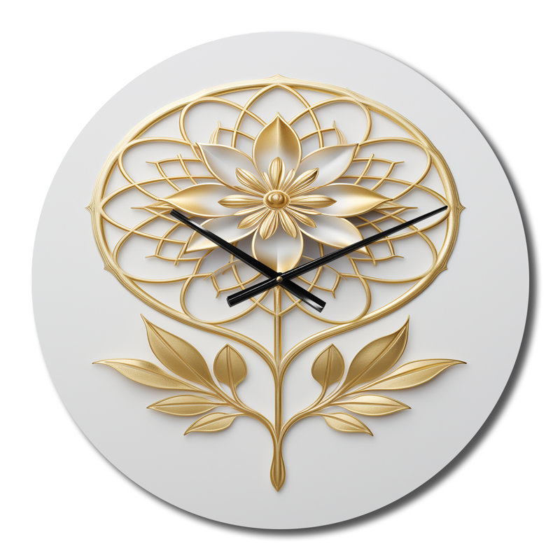 Shivendra - Horloge murale botanique abstraite, H 23 po x l 23 po