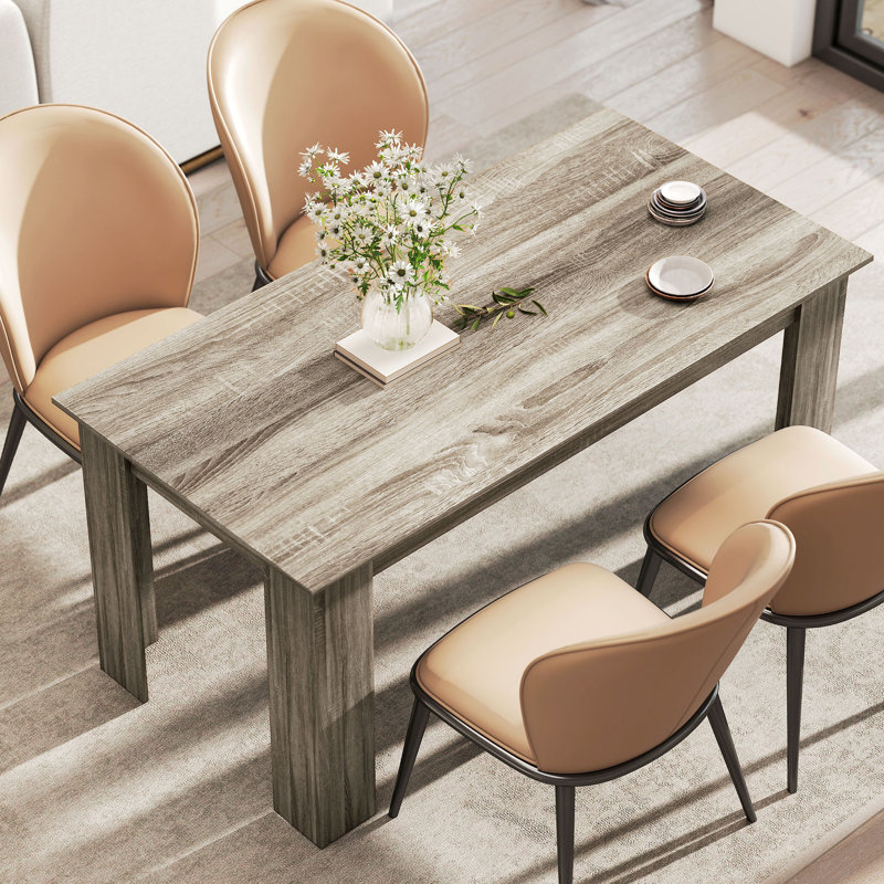 Table de salle à manger moderne 63 "pour 4-6 personnes avec effet de bois, gris, Bois gris