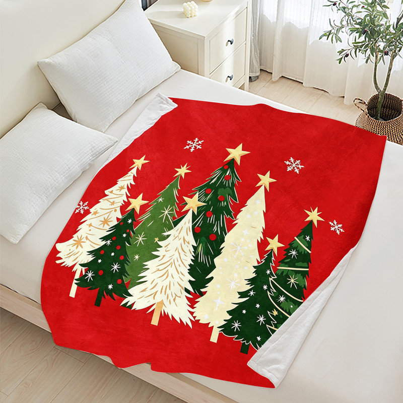 Plaid en flanelle polaire JYK pour Noël, léger, respirant, doux et chaud en microfibre pelucheuse, 127 x 152 cm, collection Arbre de la Forêt