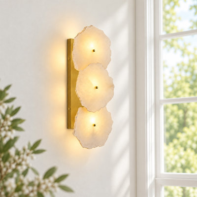 Applique murale moderne en laiton 2 lumières avec abat-jour albâtre