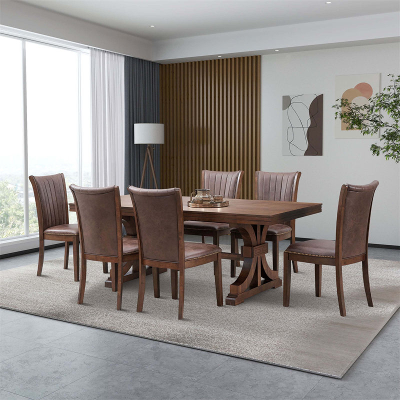 Ensemble de table de salle à manger 7 pièces exquis pour des espaces de salle à manger harmonieux, convenant à diverses occasions et styles