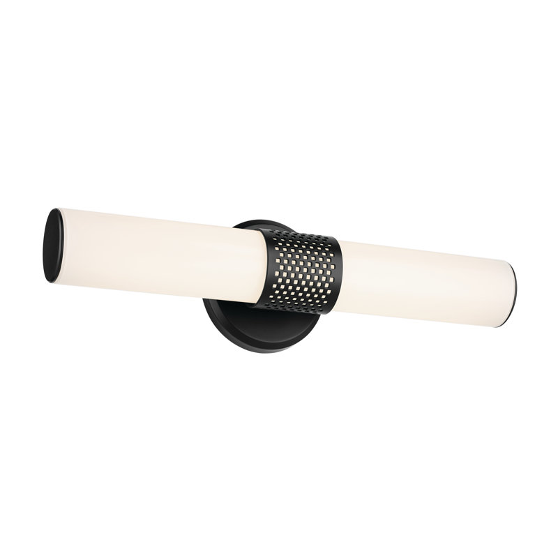 18" Bath Bar Small LED with White Glass, Satin Black