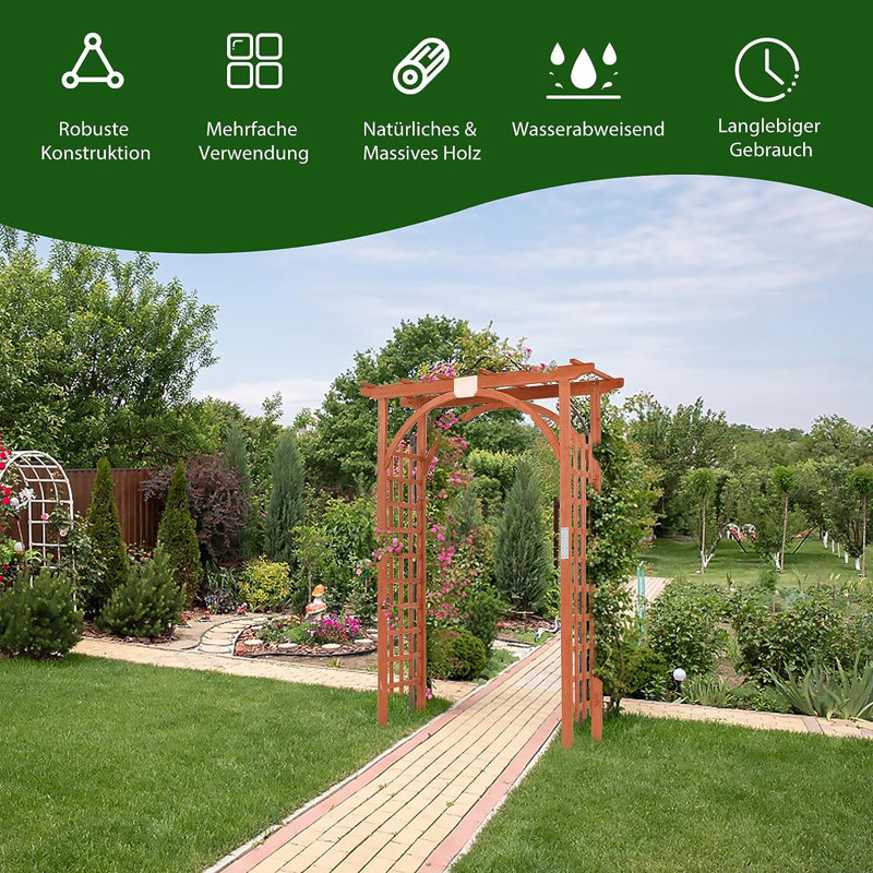 Valmonte 160cm W x 60cm D Solid Wood Arbour in Wood