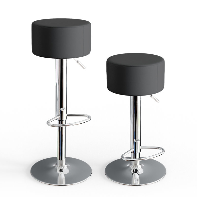 Abital Swivel Upholstered Adjustable Height Bar Stool, Black