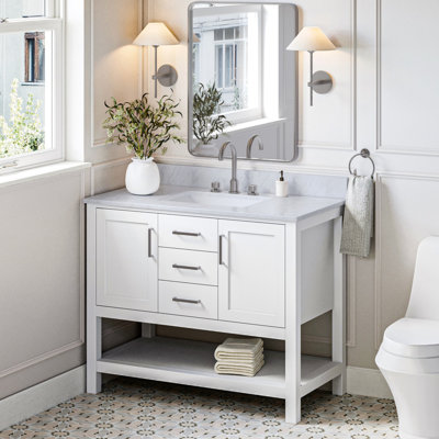 43'' Single Bathroom Vanity with Carrara Marble Top