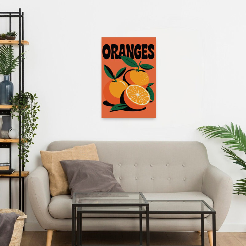 «Vibrant Oranges Retro Vibrant Abstract Fruit Summer», reproduction d'art murale, 24" H x 16" W