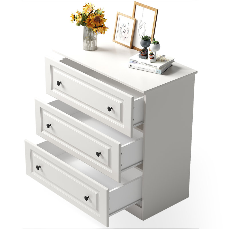Commode 3 tiroirs l 29,5 po, Blanc