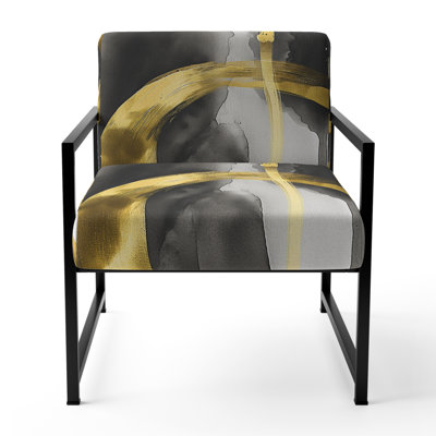 Mowatt Mettalic II - Upholstered Glam Gold And Black Accent Arm Chair