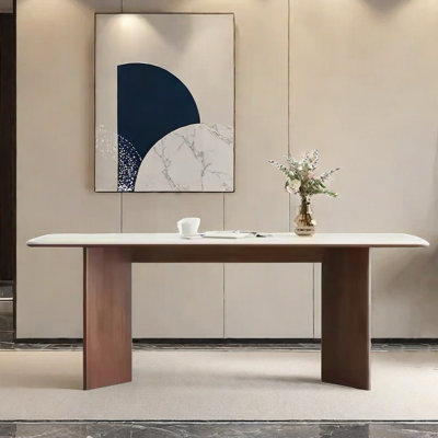 Table de salle à manger en bois massif de style crème fraîche
