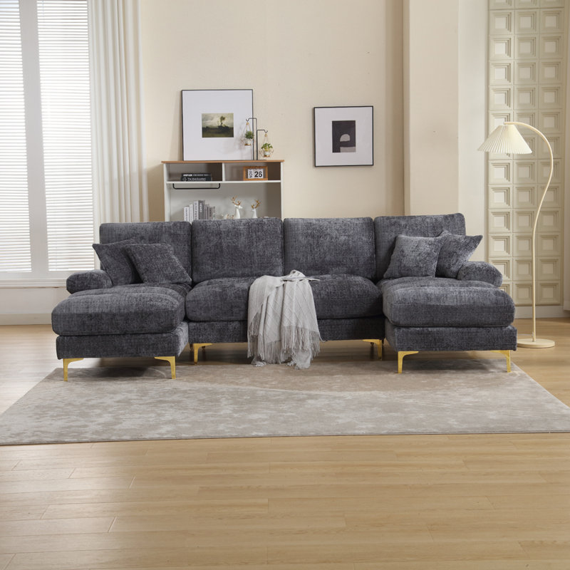 4 Seater Sofa & Chaise, Grey