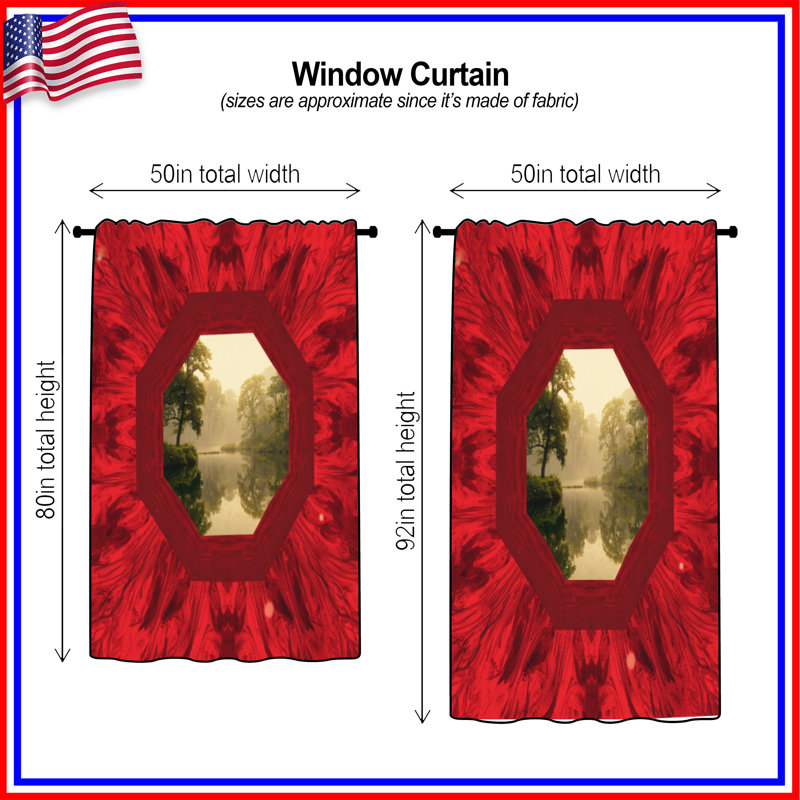 Octagonal Forest Reflection Window Curtains, Landscape Sheer & Blockout Curtains - 1 Panel, Sheer, 50" x 80" - 1 Panel