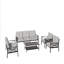 Ensemble de meubles de patio en métal 5 pièces, canapé de conversation 7 places toutes saisons avec coussins gris épais de 4 pouces, structure noire, table basse pour le jardin de la véranda