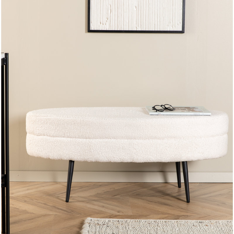 Spivey 40cm Wide Oval Footstool Ottoman, Black, Off White