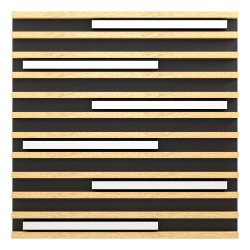 Plafonnier encastré en bois et noir Nenuphar, H 2,28 po x l 22,72 po x P 22,72 po, 59 W, 6