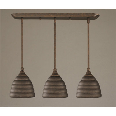 Luminaire suspendu linéaire à 3 lumières avec abat-jour en métal 6 po Beehive
