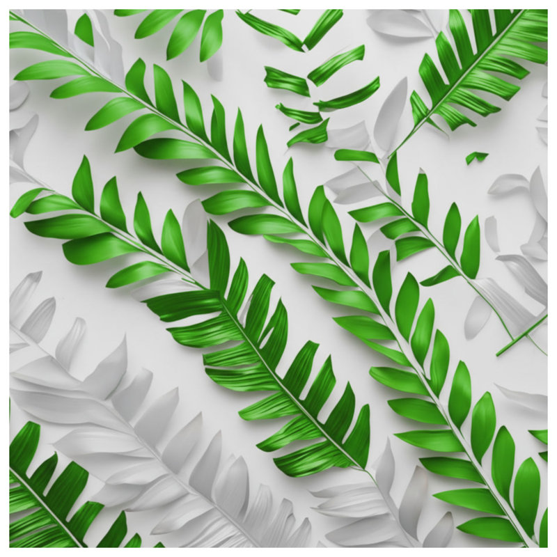 Couvertures de feuilles de palmier tropicales, L 50 po x H 60 po, Moyen vert blanc