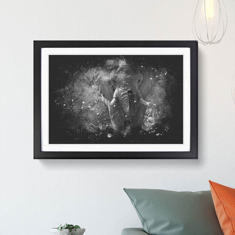 The Majestic Elephant - Picture Frame Graphic Art Print, 45cm H x 63cm W x 2cm D, Black Framed
