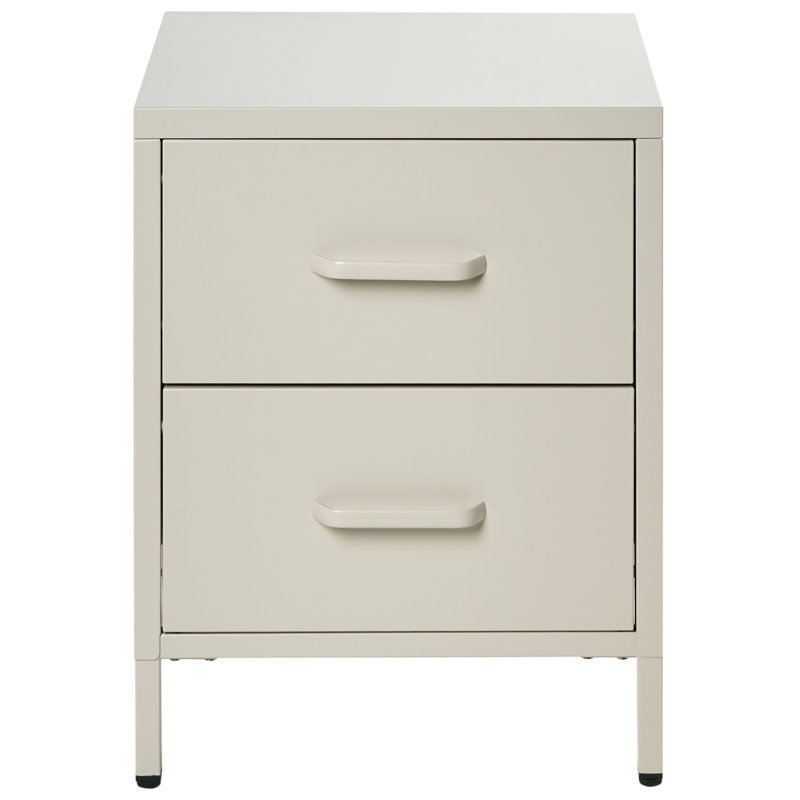 43cm W Steel Bedside Table, Beige