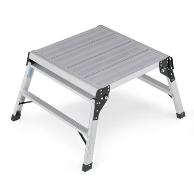 34" Aluminum Folding Work Platform Step Ladder Non-Slip Work Bench Drywall Ladder Step Stool