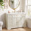 Grand meuble-lavabo blanc 48 po avec 8 tiroirs et 2 portes, avec lavabo en céramique