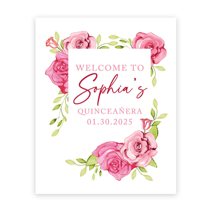 Grand panneau de bienvenue personnalisé Quinceañera, Oui