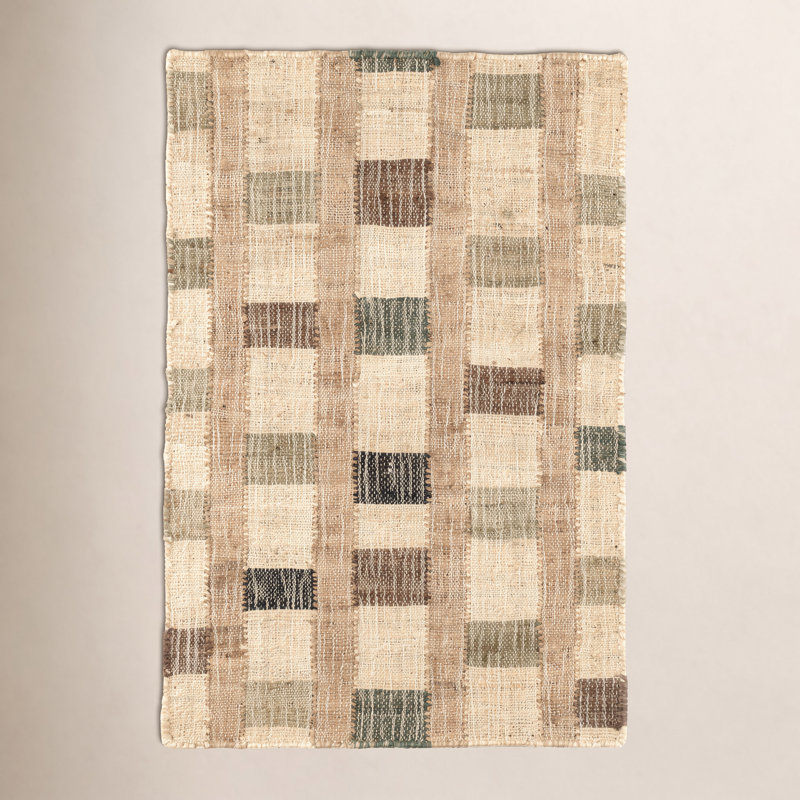 Mosaic Blue Handwoven Jute Rug, Rectangle 5' x 8'