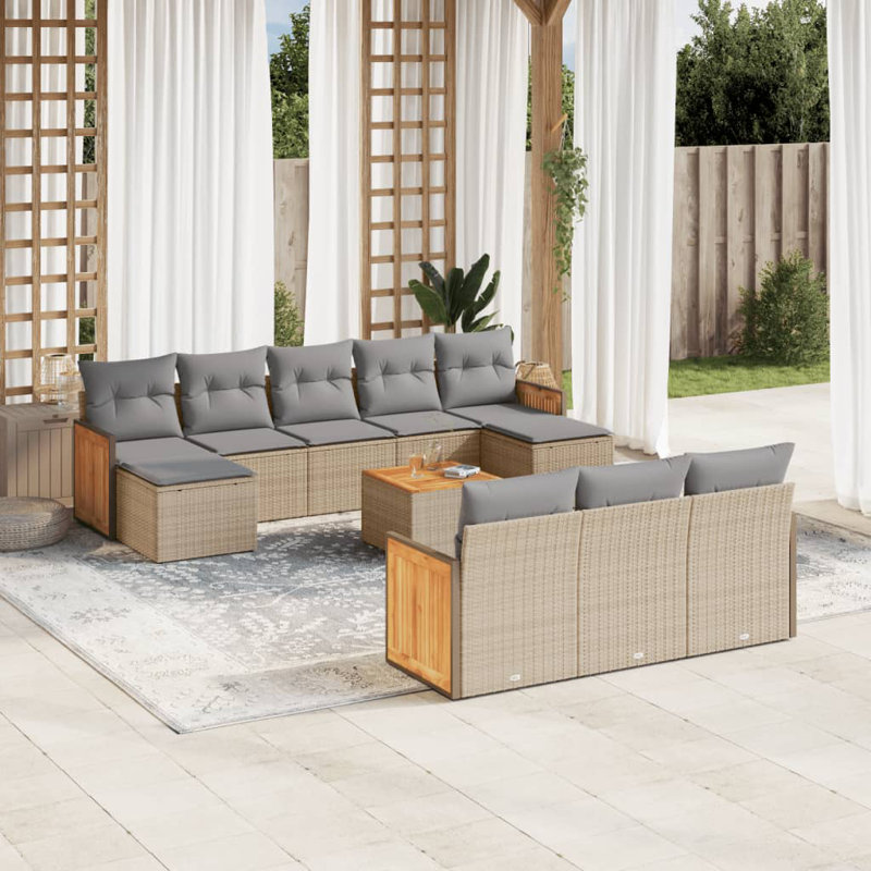 Vidaxl Garden Sofa Set Beige, Light Grey