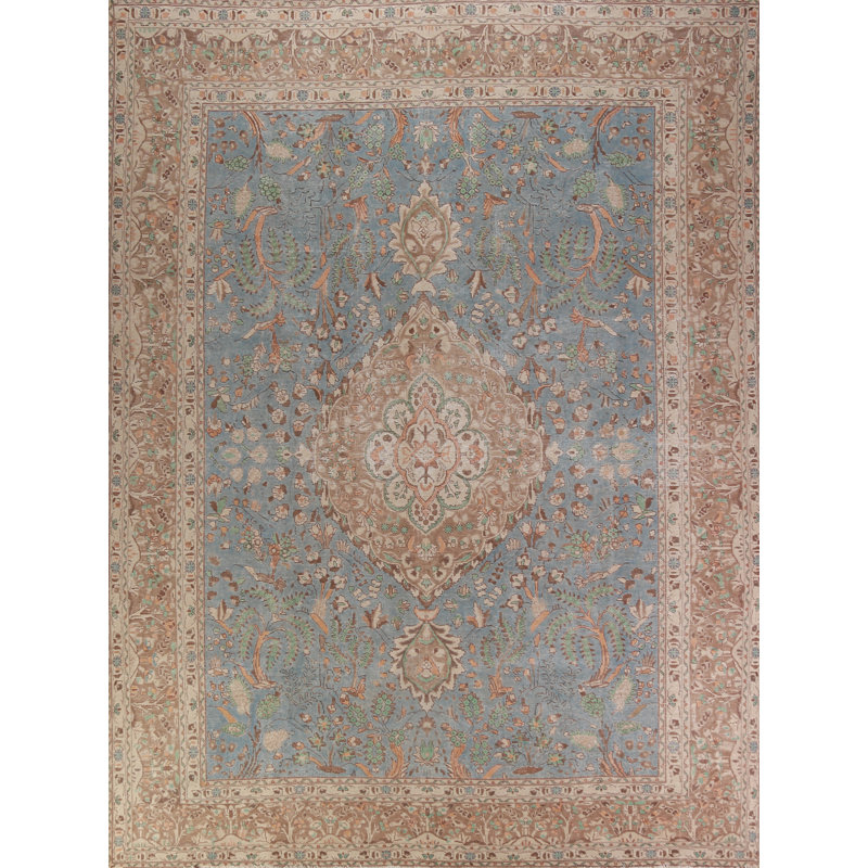 Tapis traditionnel bleu rétro 10 x 13