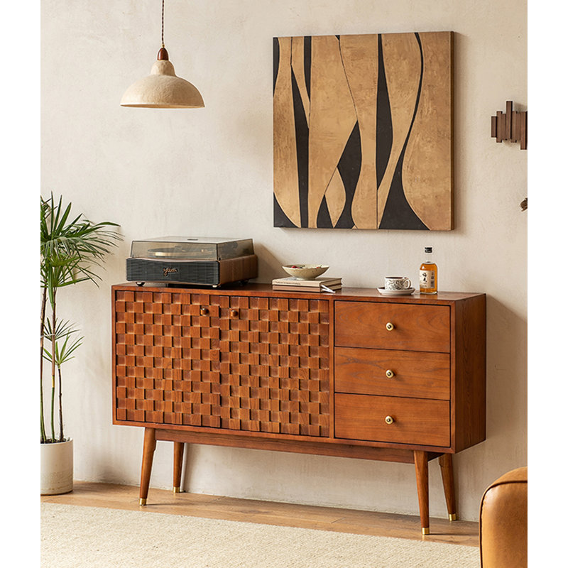 Buffet, tiroirs et armoire fonctionnels rétro, H 33,86 po x l 51,12 po x P 17,72 po