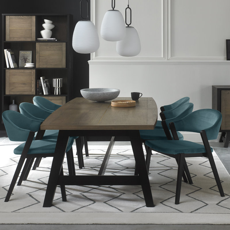 Amillie Extendable Oak Solid Wood Base Dining Table, Peppercorn, Weathered Oak