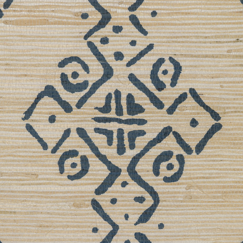Mali 3' L x 33.46" W Wallpaper Roll, Indigo/Beige