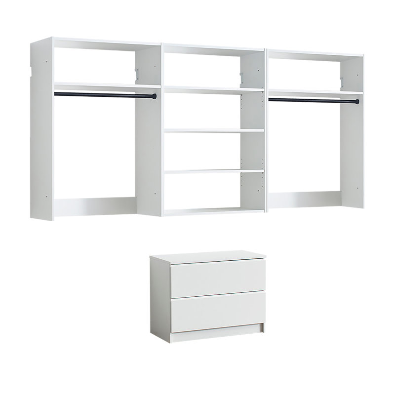Devi White Wall Mounted Wood Closet System, White