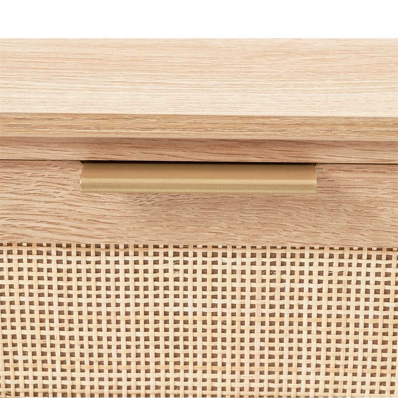 Console en rotin avec 3 tiroirs de rangement, H 32,09 po x l 51,38 po x P 11,81 po, Chêne