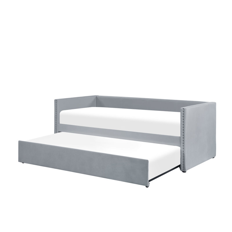 Baskin Upholstered Bed, European Single (90 x 200cm), Light Grey