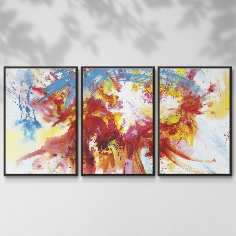 Summer Days - Multi Piece Framed Canvas, Black Framed, 36" H x 75" W