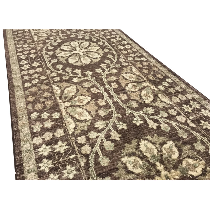 One-of-a-Kind Hand-Knotted High-Quality Light Brown/Ivory Runner