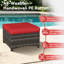Ensemble de conversation en rotin pour 2 personnes avec 2 repose-pieds, 2 fauteuils pivotants et coussins rouges-738733672