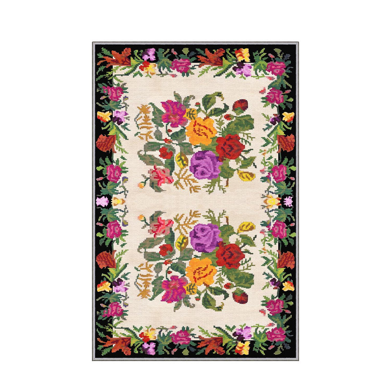 Stylish Hall Carpet (3.3 x 6.6 ft), 100% Polyester, 0.3 in Pile Height | Antibacterial, Non-Slip PVC Felt Dot Underside | Machine Washable, 3D Digital Print, Durable & Easy to Clean | Perfect for Entryway & Living Areas