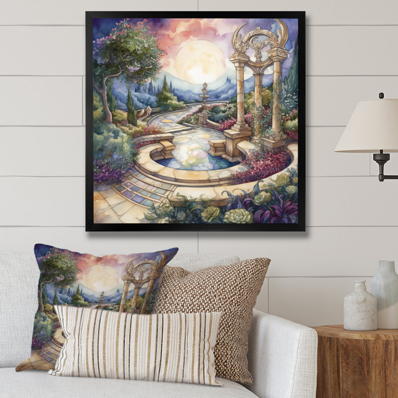 «Garden Oasis II», reproduction sur toile, H 30 po x l 30 po x P 1 po, Cadre simple noir