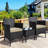  3-Piece Rattan Furniture Set with Tempered-glass Top Table and 2 Cushioned Chairs-667647947-667647944